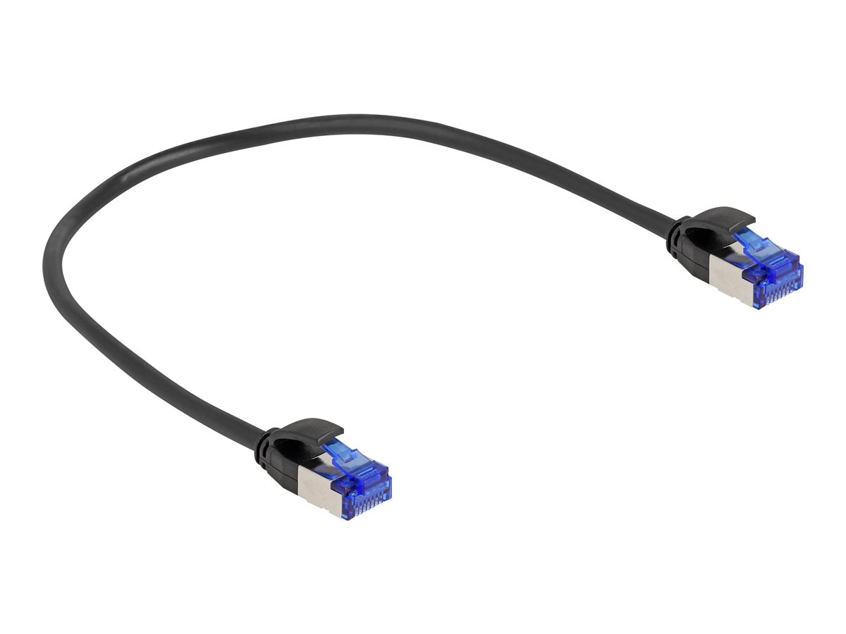 DELOCK RJ45 Netzwerkkabel Cat.6A S/FTP Slim 0,25m schwarz - Vorderansicht