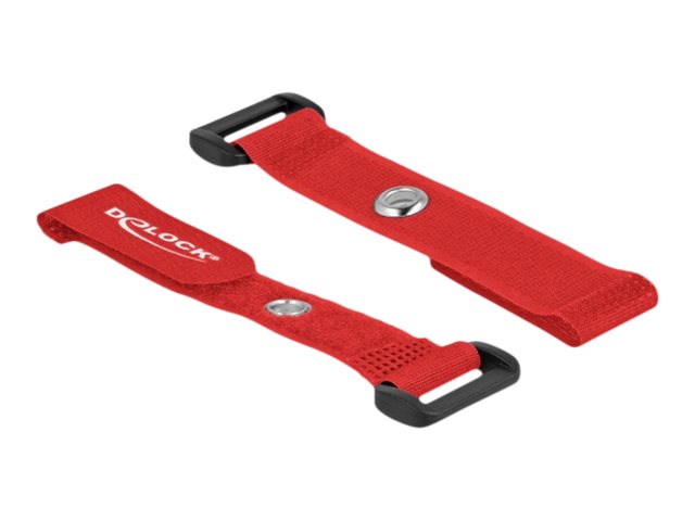 DELOCK Klett-Kabelbinder mit Schlaufe und Befestigungsöse L 150 x B 20mm rot 5 Stück