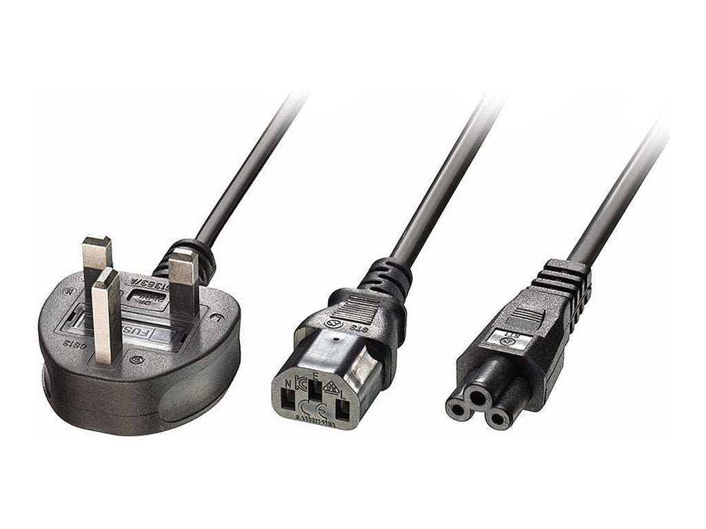 LINDY 2,5m UK 3 Pin Plug to 1x C13 & 1x C5 - Vorderansicht