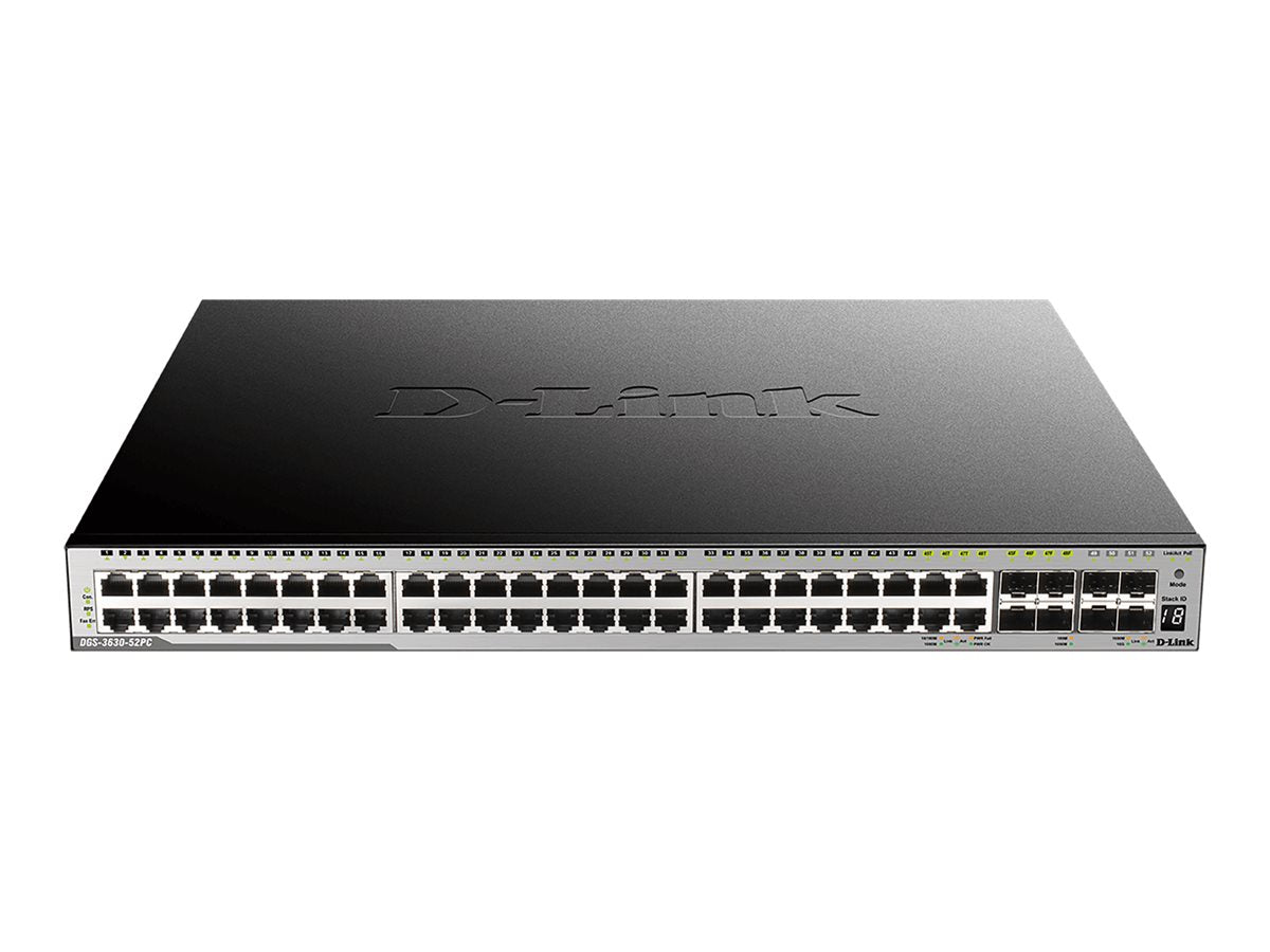 D-LINK DGS-3630-52PC/SI/E 52-Port Layer 3 Gigabit PoE Stack Switch Vorderansicht