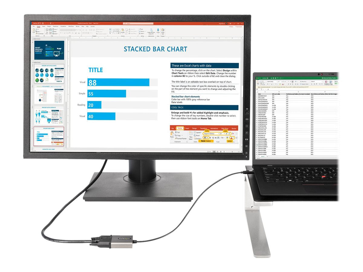 STARTECH.COM USB-C auf DVI Adapter - 1920x1200p - USB-C Dongle - Monitoradapter - Thunderbolt 3 kompatibel - 30cm Kabel