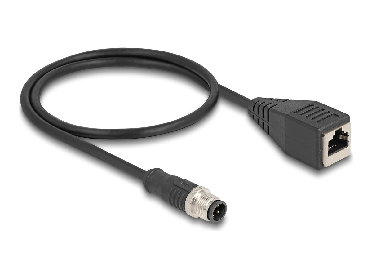 DELOCK M12 Adapterkabel D-kodiert 4 Pin Stecker zu RJ45 Buchse 50cm - Vorderansicht