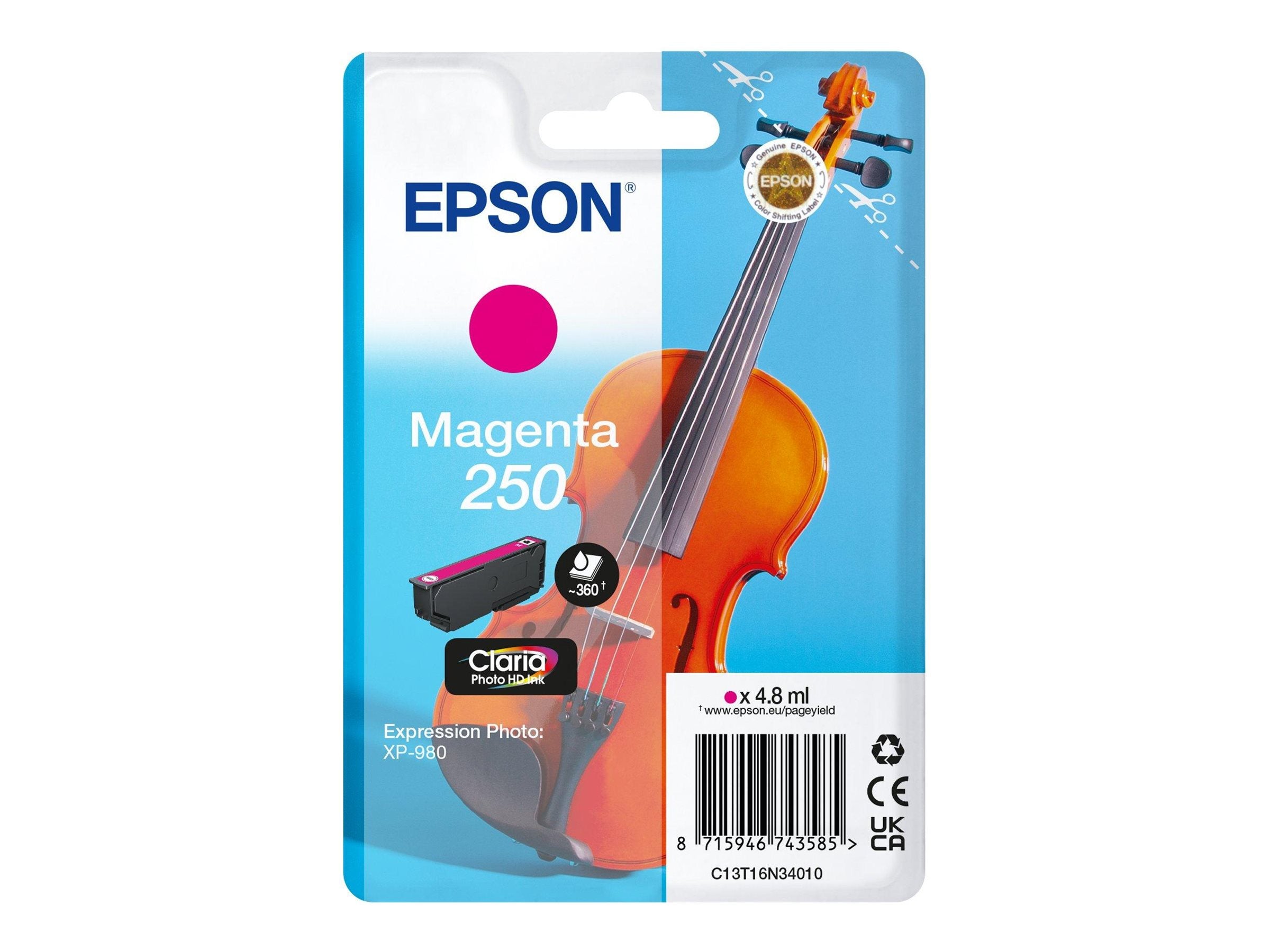 EPSON Singlepack Magenta 250 Tintenpatrone - Vorderansicht