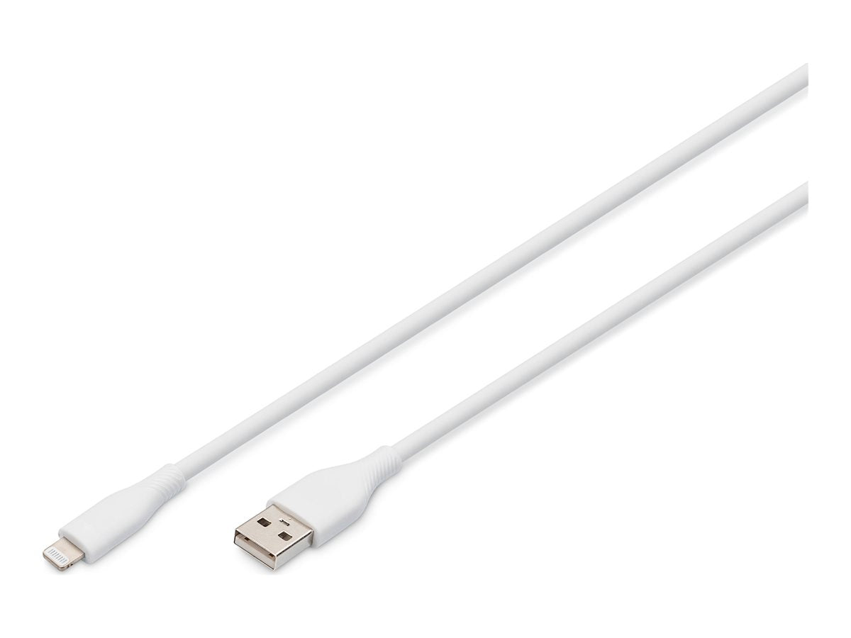 DIGITUS USB Silicone charging cable USB-A - Lightning 1m USB 2.0 12W white
