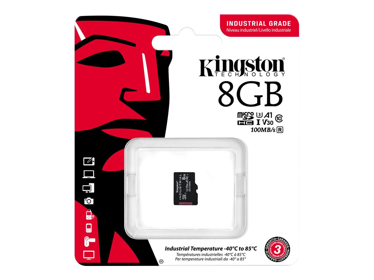 KINGSTON 8GB microSDHC Industrial C10 A1 pSLC Card Verpackung