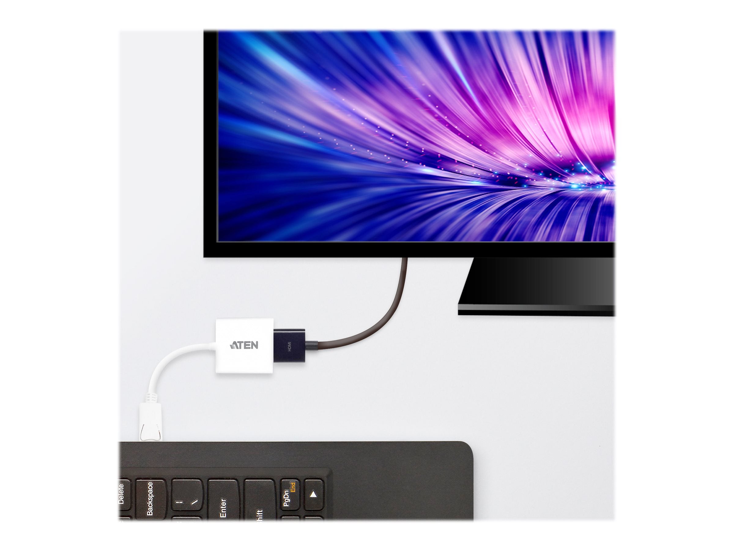 ATEN DisplayPort to HDMI Adapter Anschlussansicht
