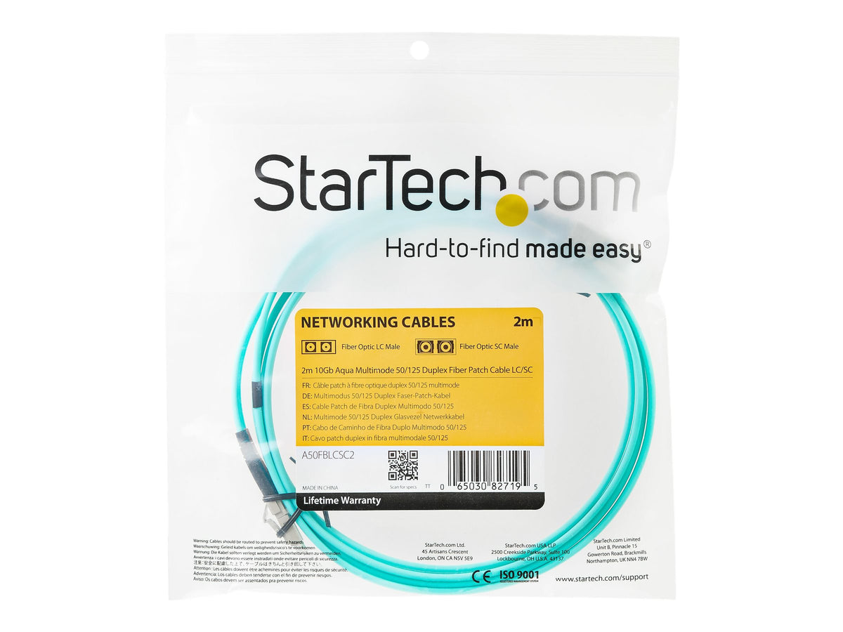 STARTECH.COM 10Gb Aqua LC/LC Duplex 50/125 Multimode LSZH Fiber Cable Verpackung