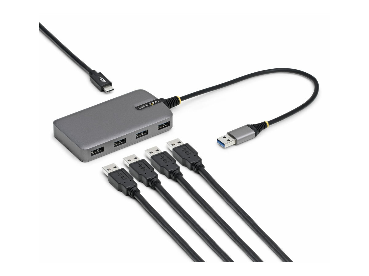 STARTECH.COM 4-Port USB-A Hub 5Gbps Busbetrieben Typ A auf 4x USB-A 3.0 Hub USB-C-Netzteil Port Mini Reisehub-Verteiler USB Splitter