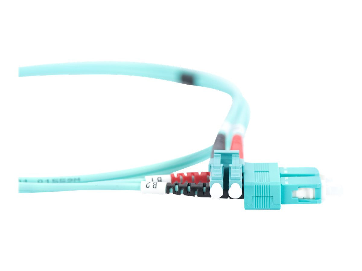 DIGITUS LWL Patchkabel LC/SC 50/125 3m Multimode Duplex Halogenfrei mit Messprotokoll tuerkis OM3