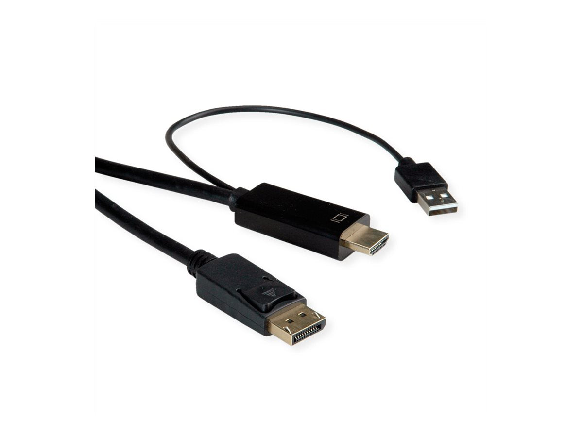 ROLINE HDMI-Kabel UltraHDTV - DisplayPort ST/ST schwarz 3m - Anschlussansicht