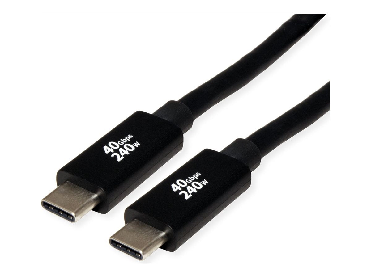 ROLINE USB4 Gen3x2 Kabel C-C ST/ST 40Gbit/s 240W schwarz 2m - Vorderansicht