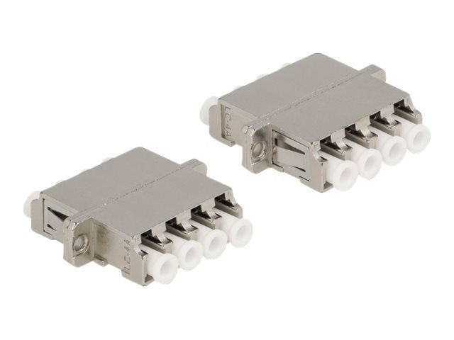 DELOCK LWL Kupplung LC Quad Buchse zu LC Quad Buchse Singlemode Metall - Vorderansicht