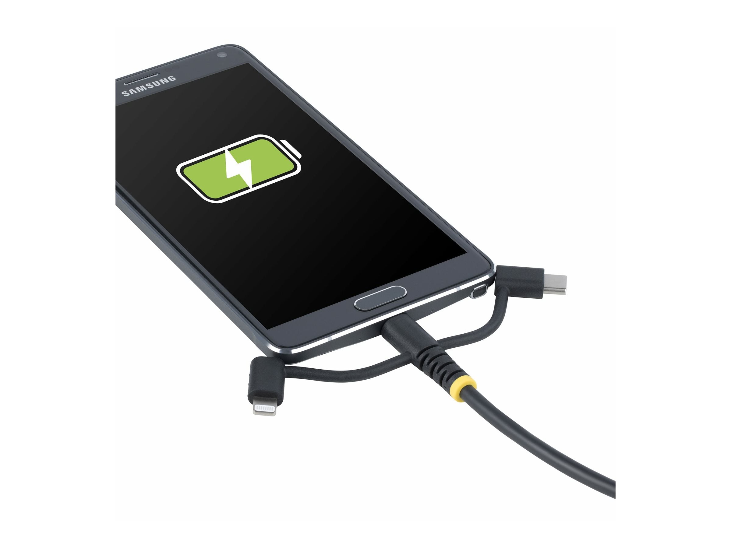 STARTECH.COM 1m Robustes USB Multi Ladekabel 3 in 1 USB zu USB-C Micro Lightning Apple Mfi Zertif. Handy Schnellladekabel