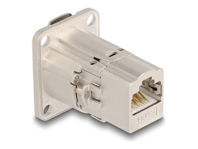 DELOCK D-Typ RJ45 Einbaubuchse / Kupplung Cat.6A STP Metall - Vorderansicht