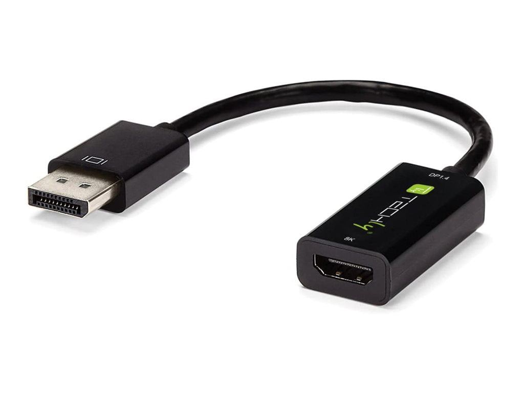 TECHLY Adapter DisplayPort M 1.4 auf HDMI F aktiv 8K schwarz - Vorderansicht