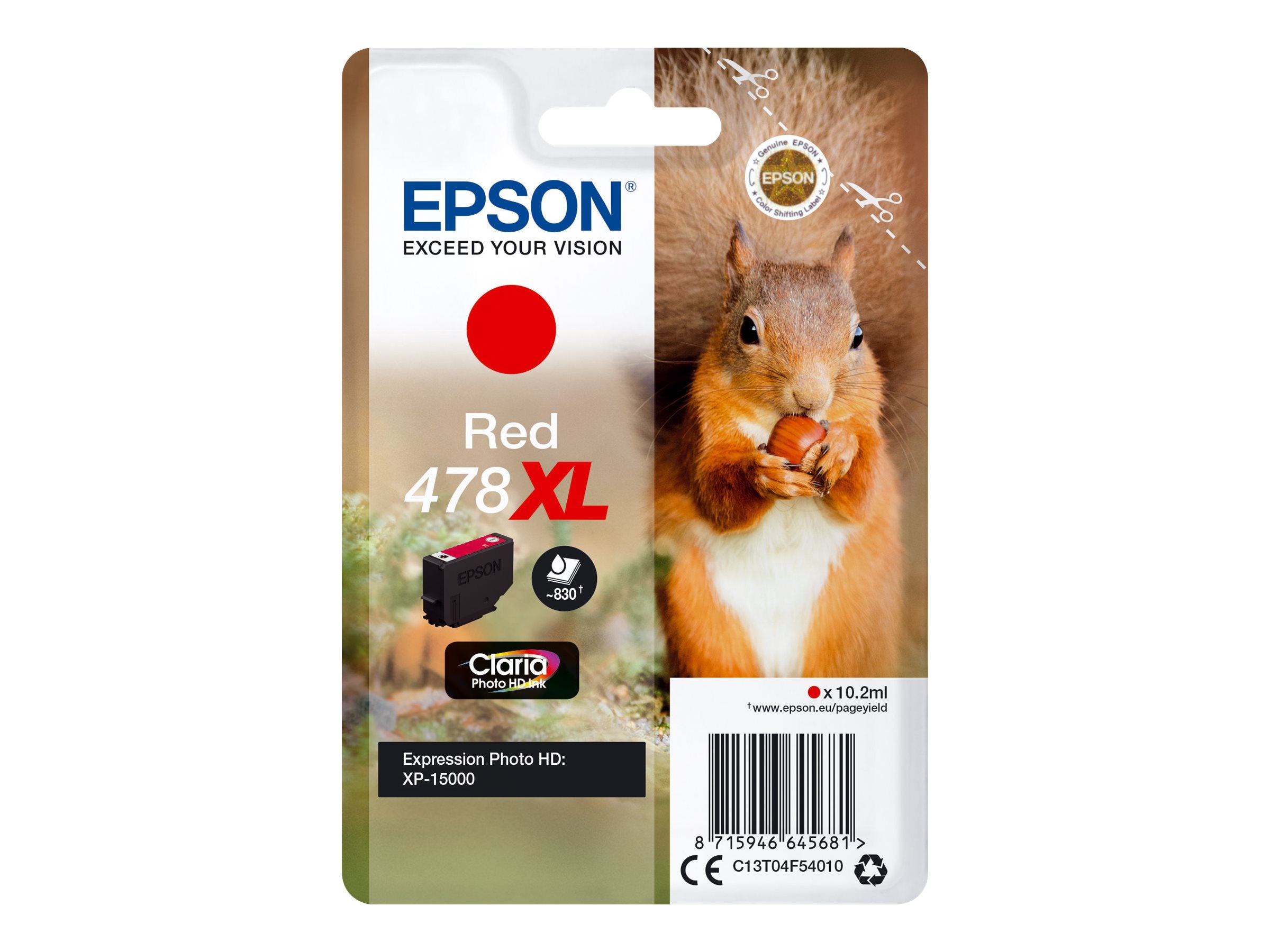 EPSON 478XL Tintenpatrone Rot Vorderansicht