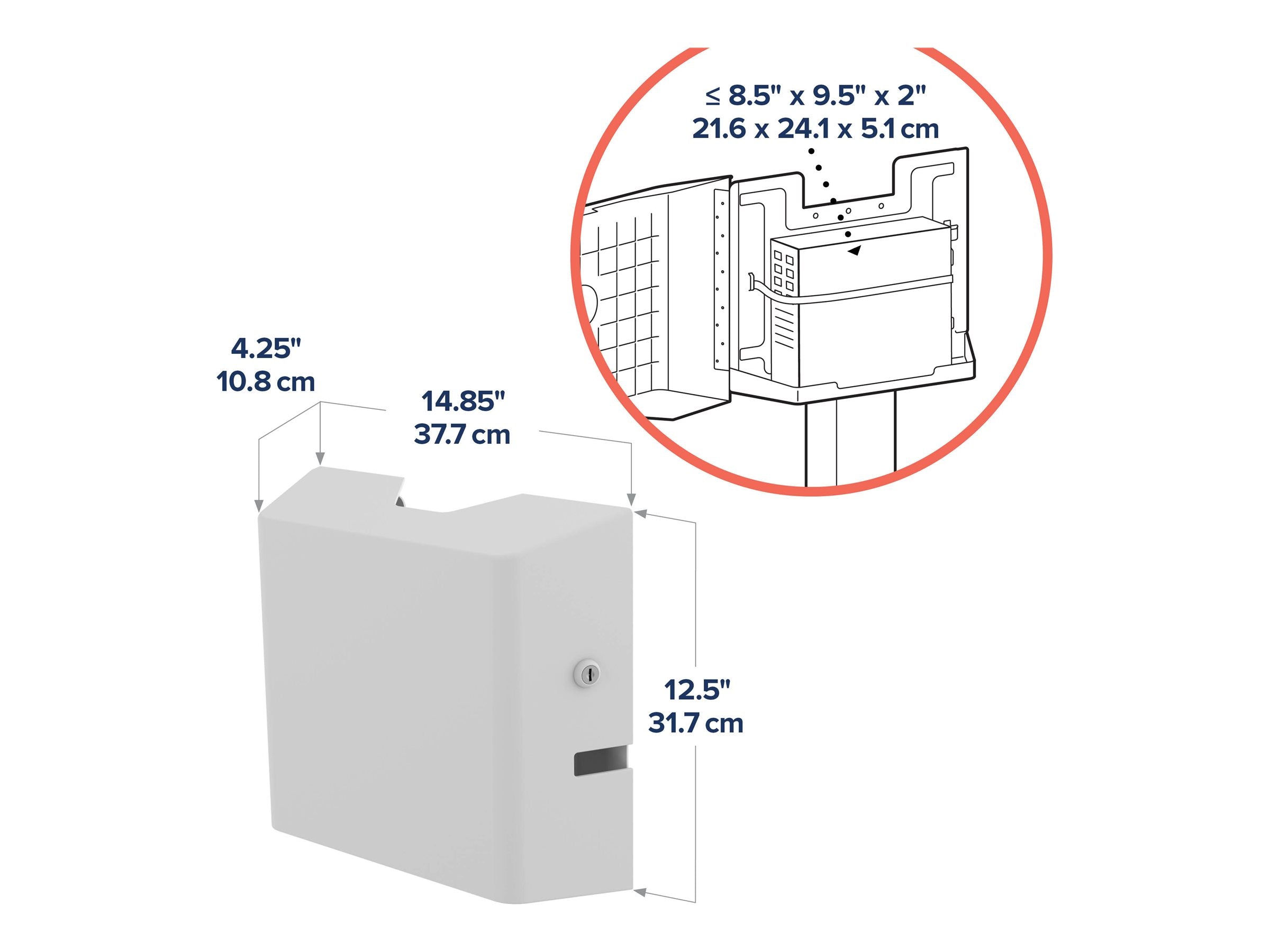 Detailaufnahme der Schlüsselfunktion des ERGOTRON CPU Wall Cabinets
