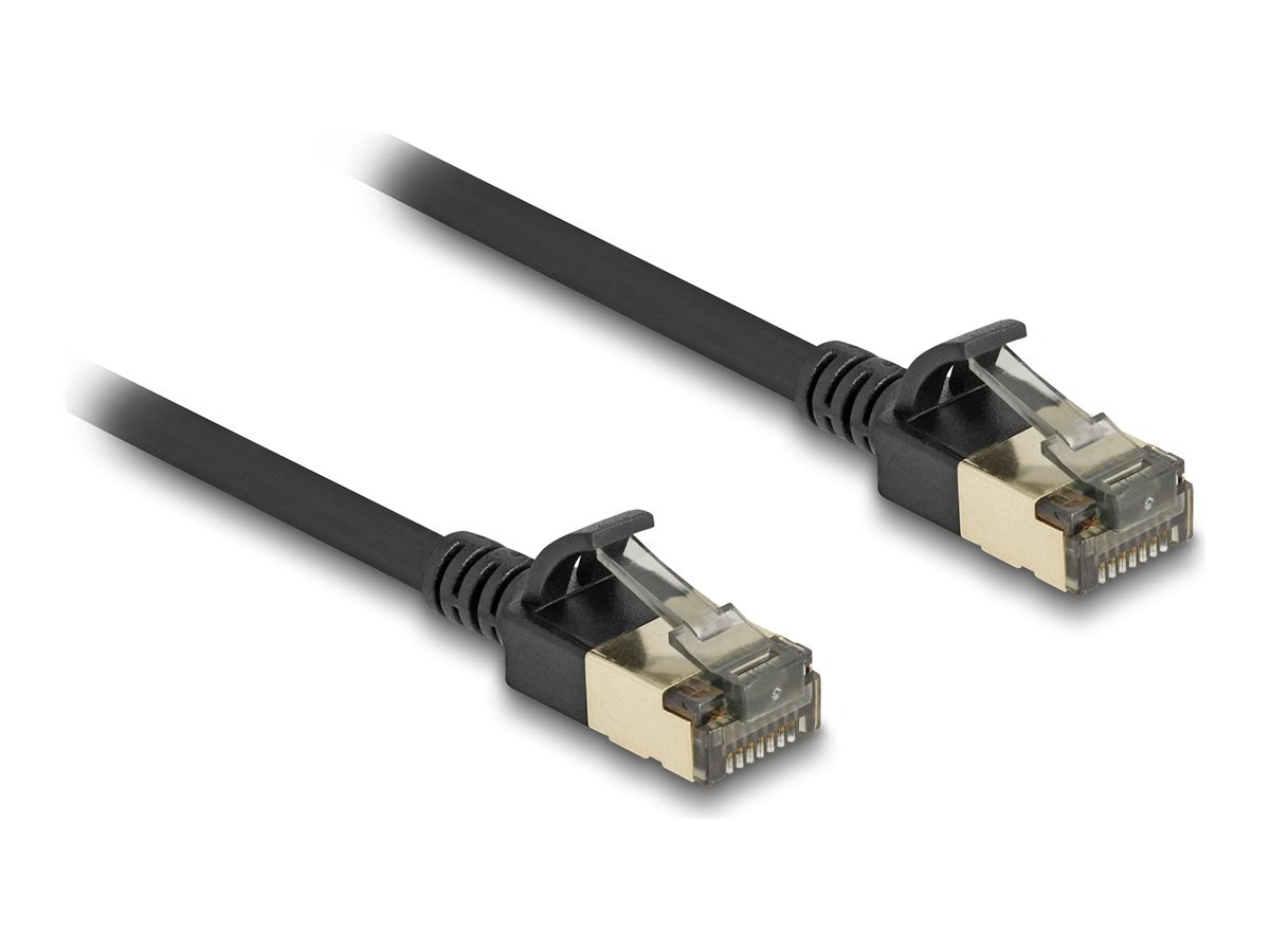 DELOCK RJ45 Netzwerkkabel Cat.8.1 F/FTP Slim Pro 3 m schwarz - Vorderansicht