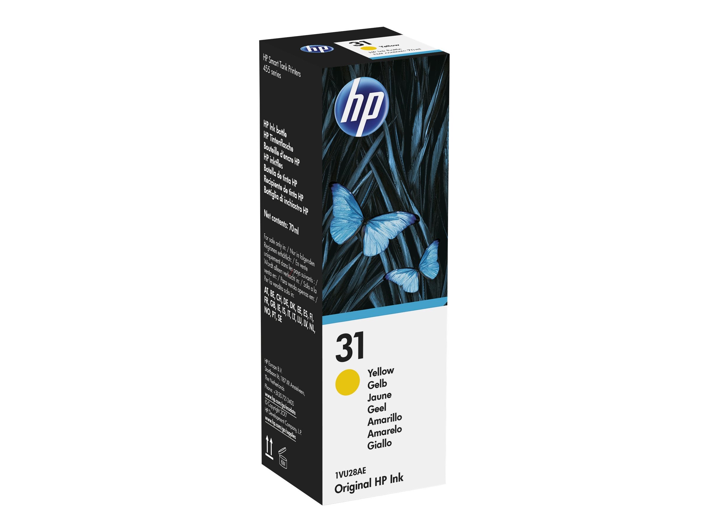 HP 31 Gelb Original Nachfülltinte Vorderansicht