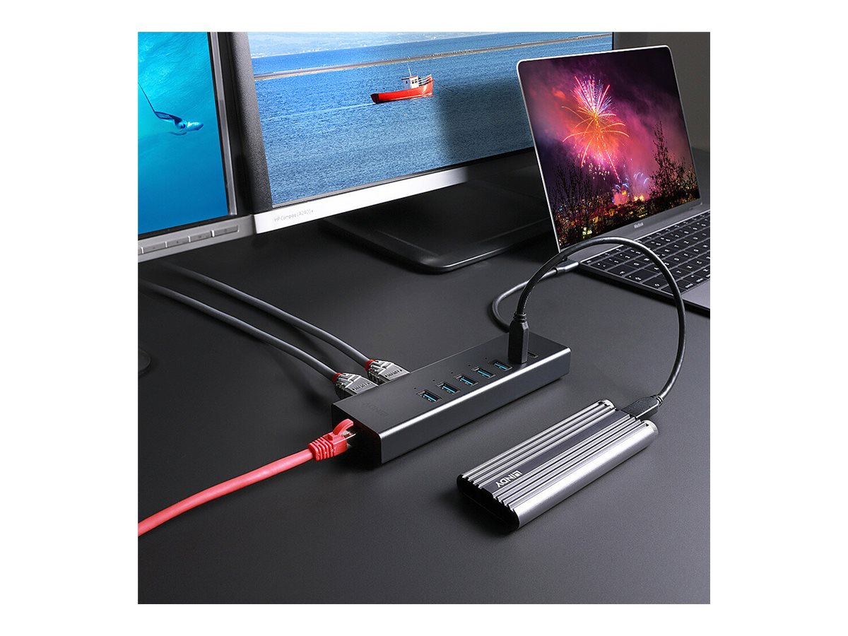 LINDY USB C Laptop Mini Dockingstation 2x 4K HDMI - Rückansicht