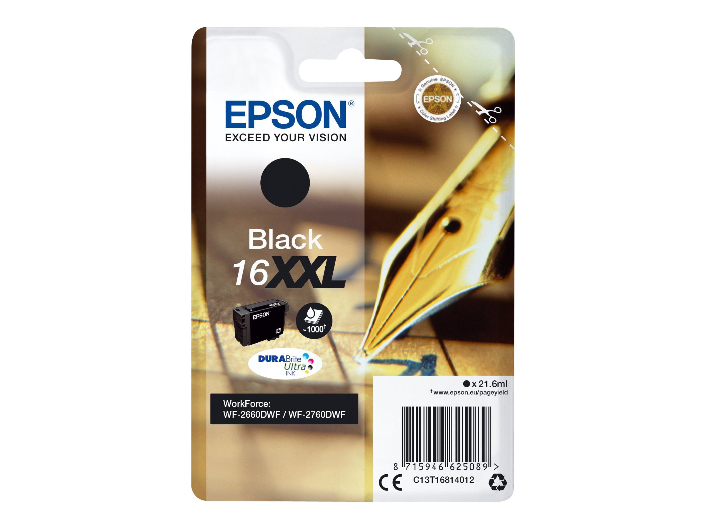 EPSON 6LB 16XXL Tintenpatrone schwarz Vorderansicht