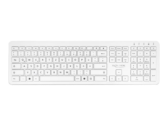 DELOCK USB Tastatur 2,4GHz kabellos weiss flach - Vorderansicht