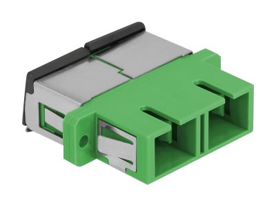 DELOCK LWL Kupplung mit Laserschutzklappe SC Duplex Buchse zu SC Duplex Buchse Singlemode grün
