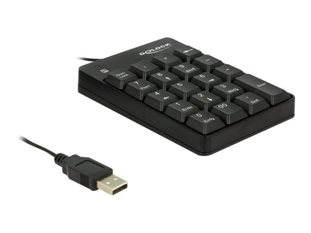 DELOCK USB Nummernblock 19 Tasten schwarz - Vorderansicht