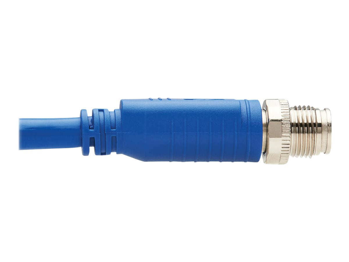 EATON TRIPPLITE M12 X-Code Cat6a 10G F/UTP CMR-LP Shielded Ethernet Cable M/M IP68 PoE Blue 5m 16