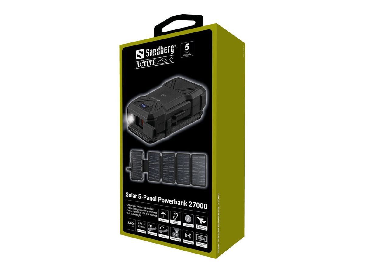 SANDBERG Solar 5-Panel Powerbank 27000 Vorderansicht