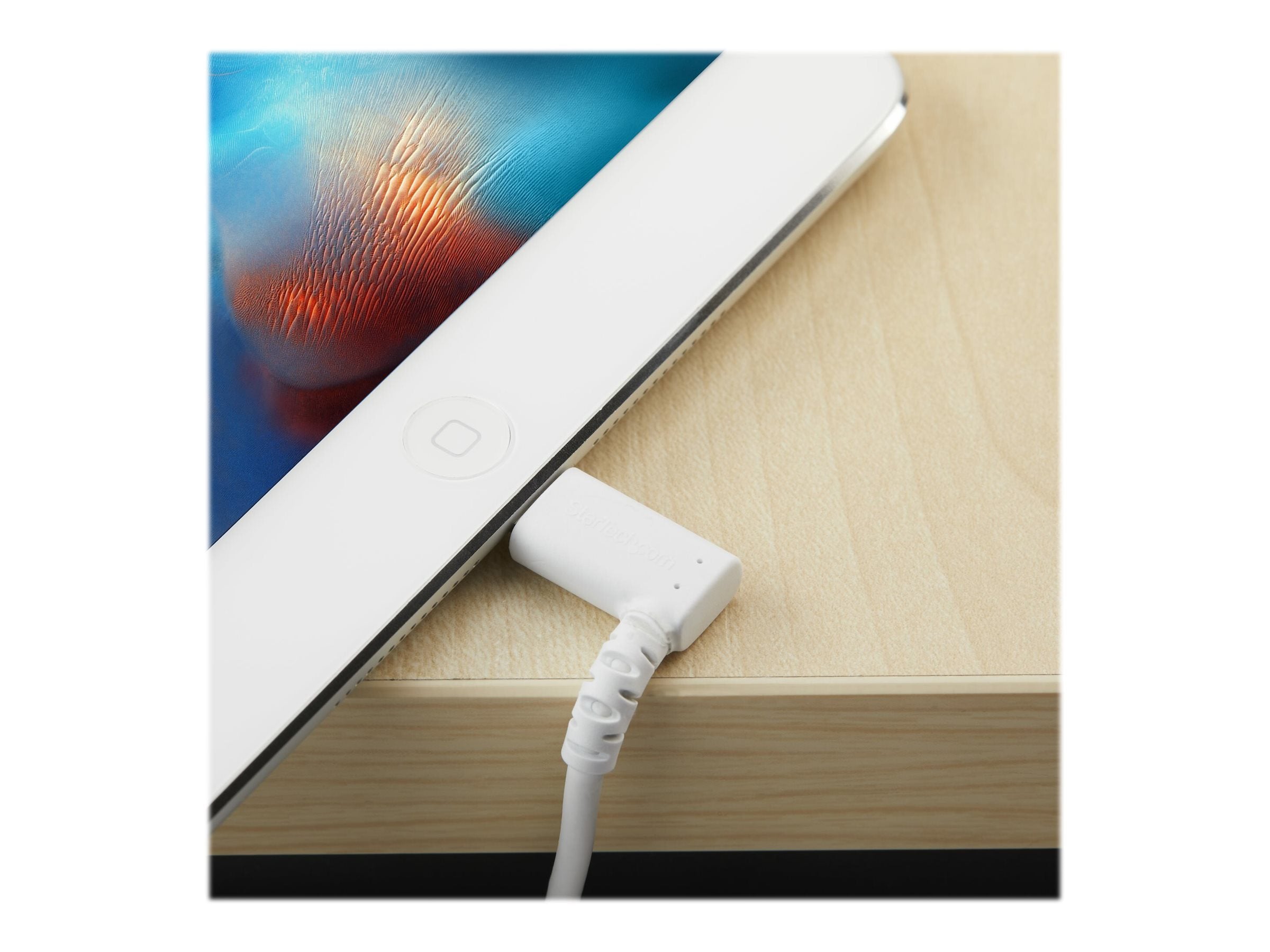 STARTECH.COM 1m / 3.3ft Angled Lightning to USB Cable - Heavy Duty MFI Certified Lightning Cable - White - USB to Lightning