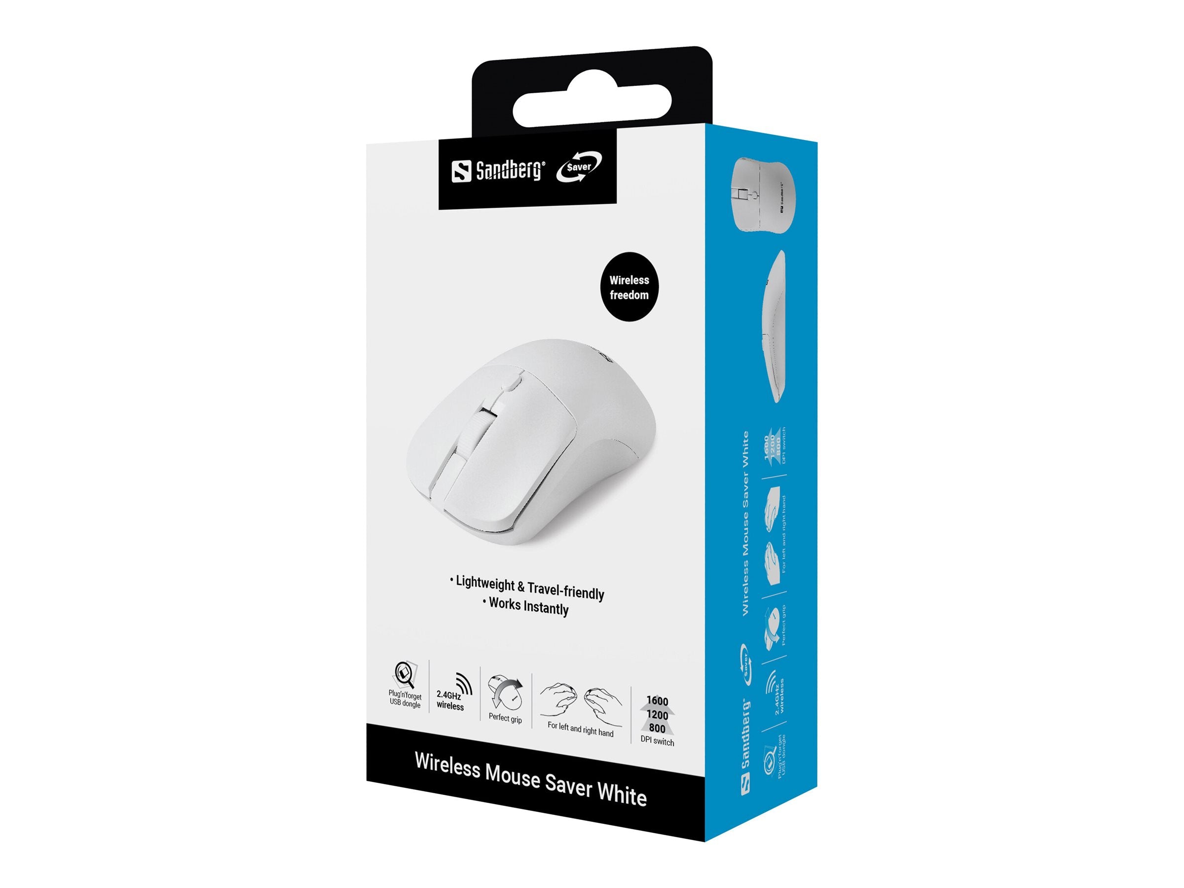 SANDBERG Wireless Mouse Saver White - Vorderansicht