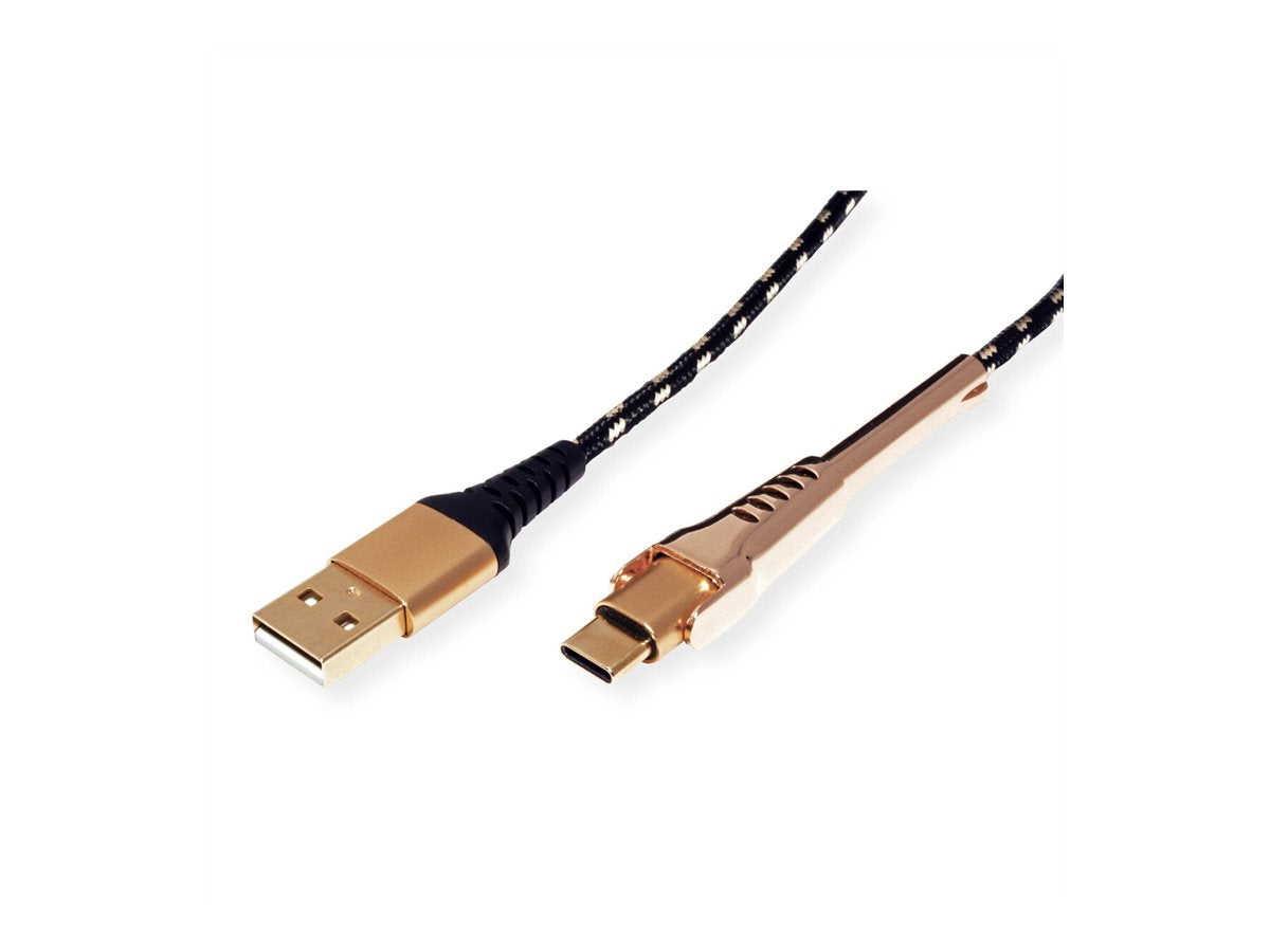 ROLINE GOLD USB 2.0 Sync- & Ladekabel Typ A - C ST/ST mit Smartphone Stützfunktion 1m - Verpackung