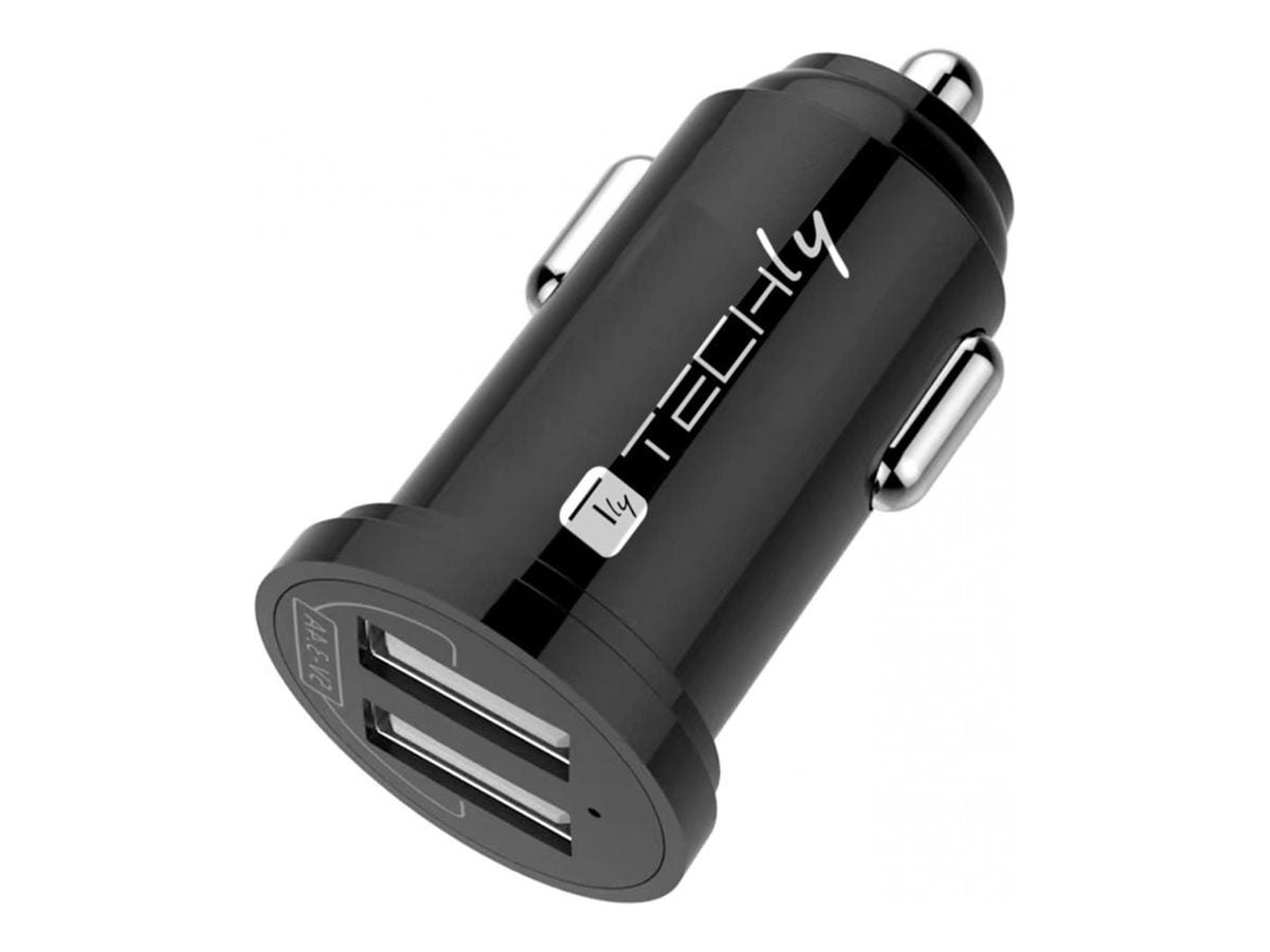 EFB Techly Autoladegerät 2p USB A 5V/2.4A schwarz - Vorderansicht