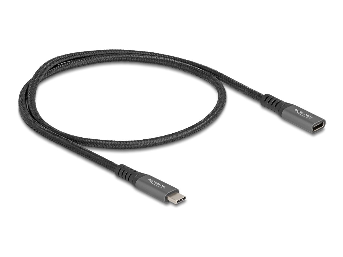 DELOCK USB 10 Gbps Verlängerungskabel USB Type-C Stecker zu Buchse PD 3.0 100W 0,5m grau Metall - Vorderansicht
