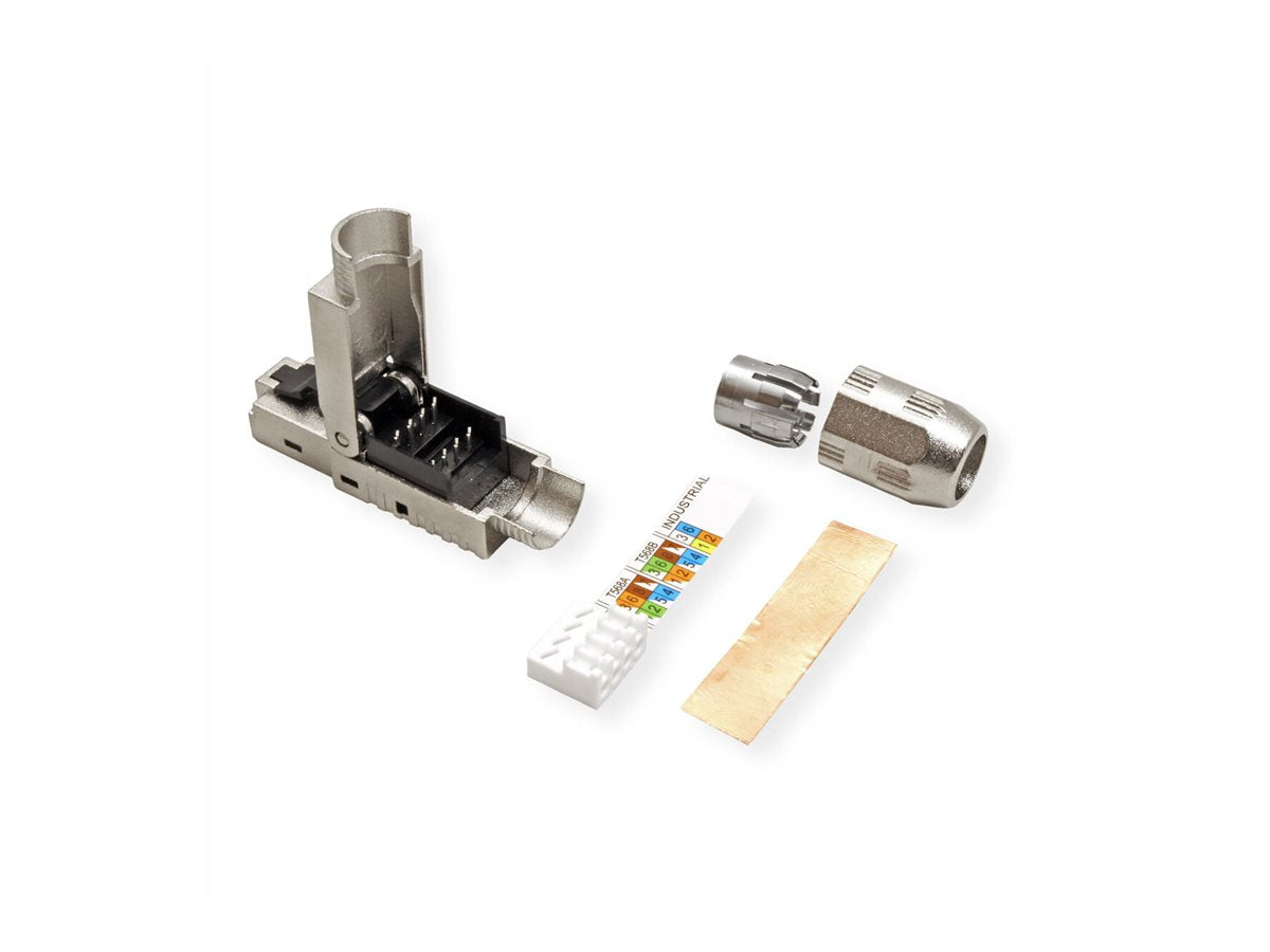 ROLINE feldkonfektionierbarer RJ-45 Stecker Kat 6A Class EA STP silberfarben - Detailansicht
