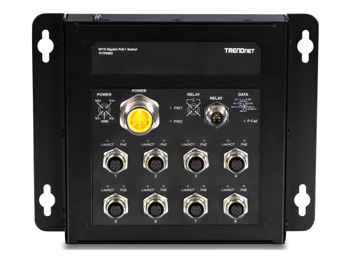 TRENDNET TI-TPG80 8-Port Industrial EN50155m12 Gigabit PoE+ Railway Switch Verpackung