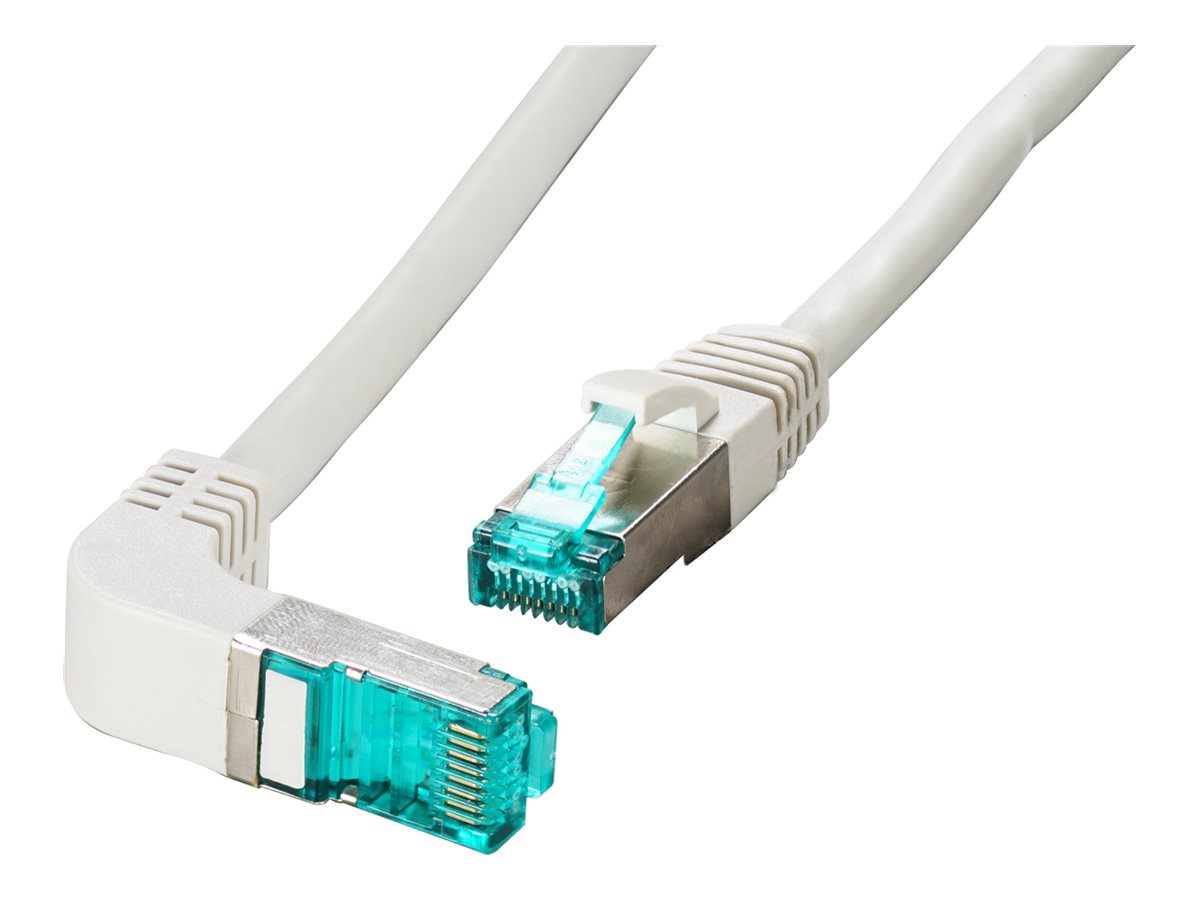 EFB RJ45 Patchkabel S/FTP Cat.6A LSZH einseitig 90 Grad gewinkelt 1m grau - Vorderansicht