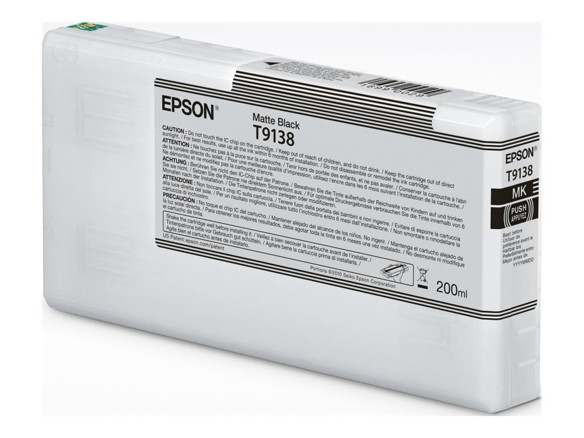 EPSON T9138 Matte Black Ink Cartridge 200ml - Vorderansicht