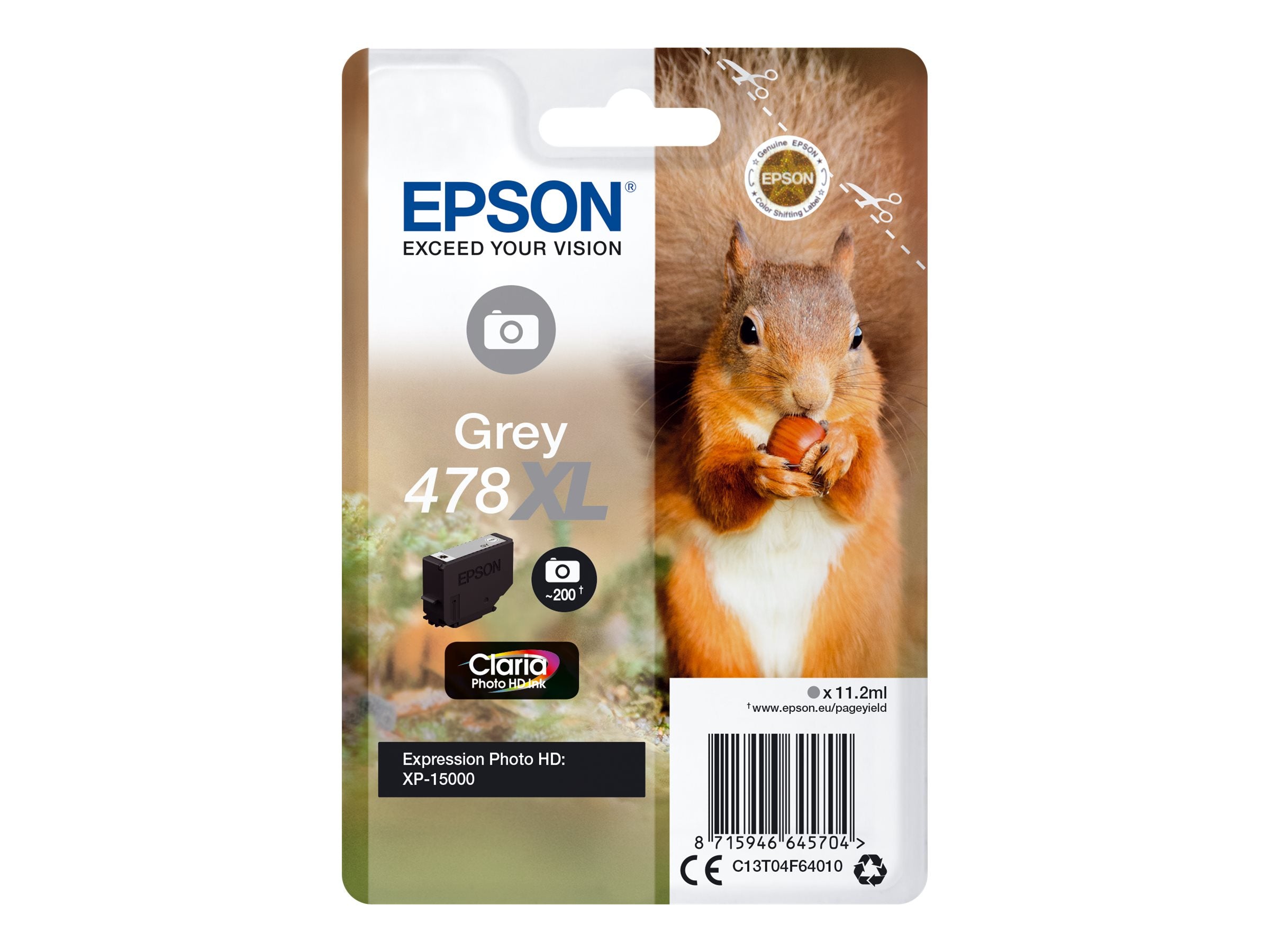 EPSON 478XL Tintenpatrone Grau Vorderansicht