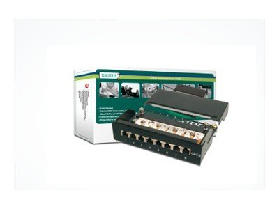 DIGITUS Patch Panel Desktop 8Port Cat6 geschirmt schwarz RAL9005 - Vorderansicht