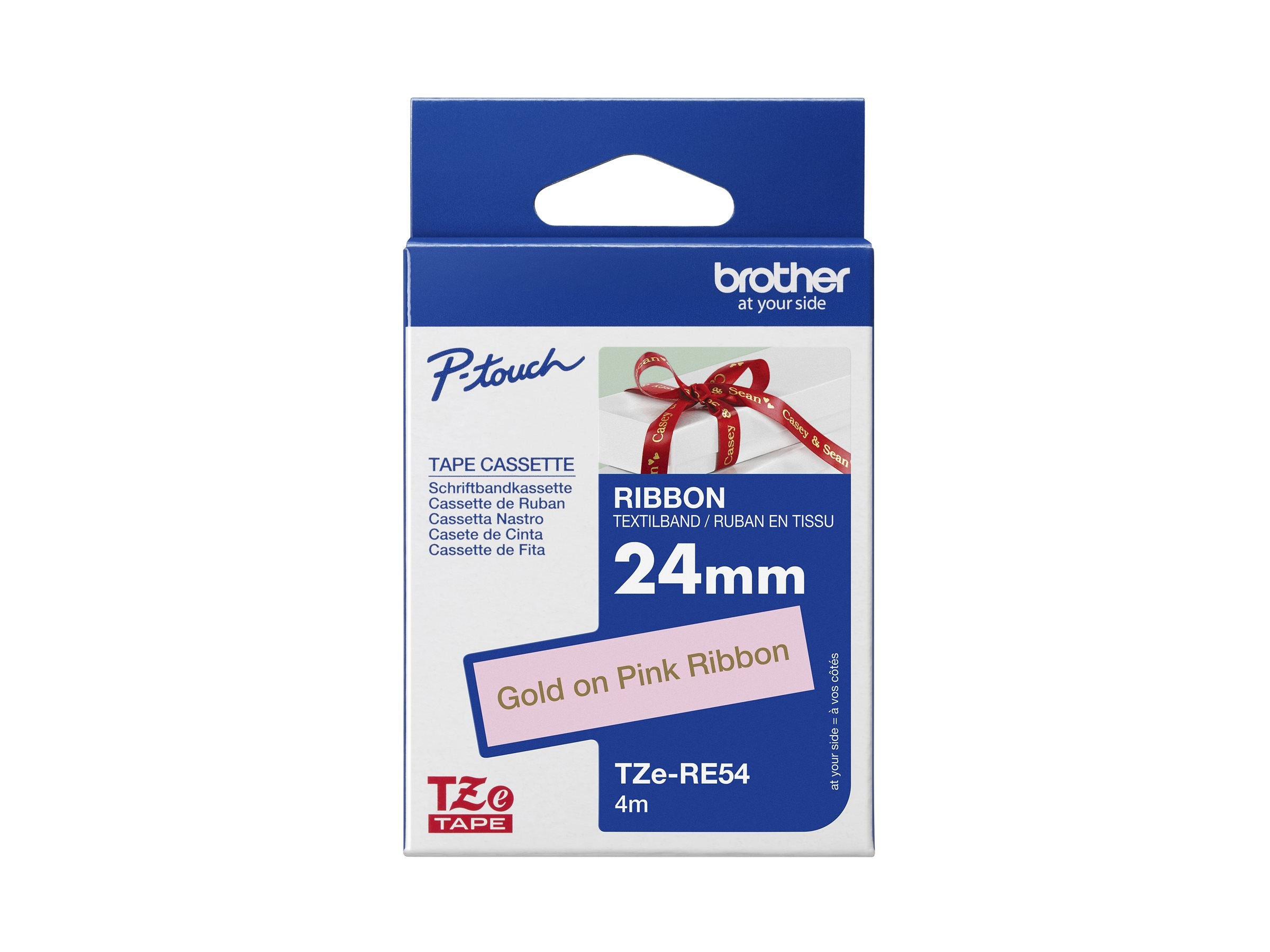 BROTHER P-Touch 24mm white/gold ribbon tape - Vorderansicht