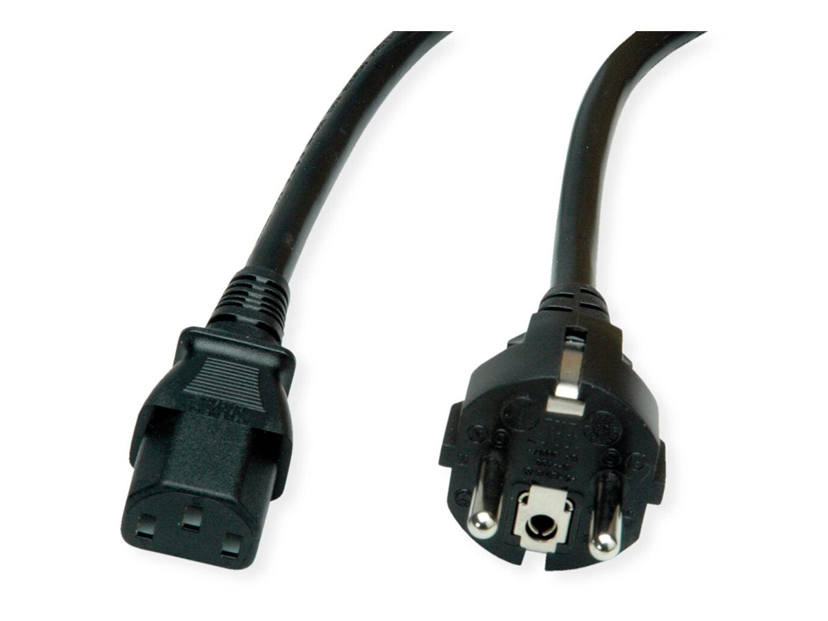 VALUE Netzkabel IEC-Buchse & CEE7/7-Stecker gerade schwarz 0,6m - Verpackung
