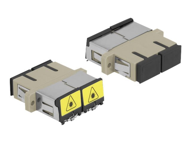 DELOCK LWL Kupplung mit Laserschutzklappe SC Duplex Buchse zu SC Duplex Buchse Multimode beige