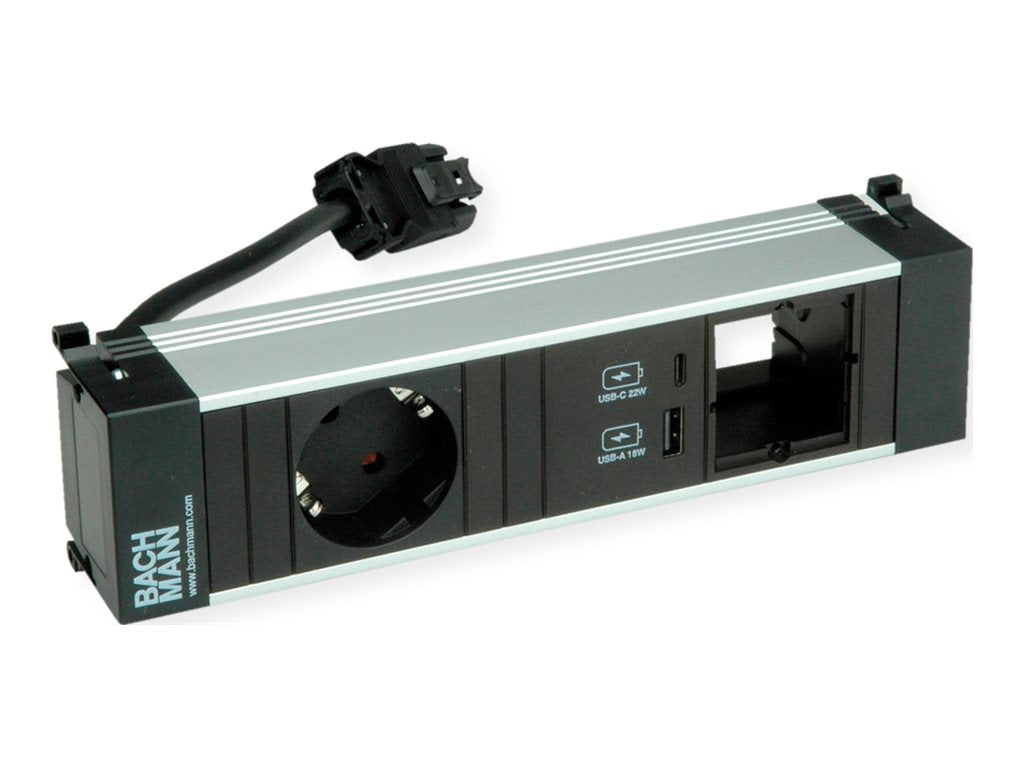 BACHMANN POWER FRAME S 1xCEE7/3 1xCM 1xUSB 22W 0,2m GST18 - Vorderansicht