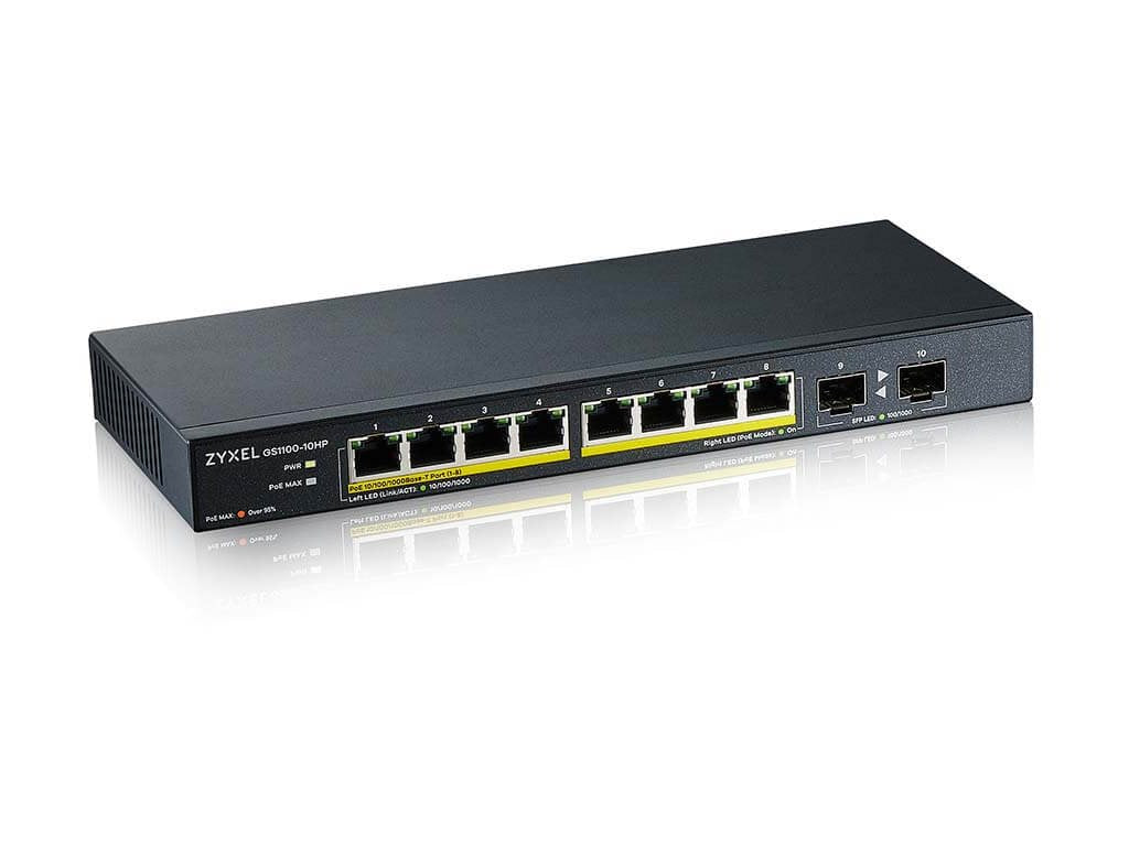 ZYXEL GS1100-10HP Unmanaged Switch Rückansicht