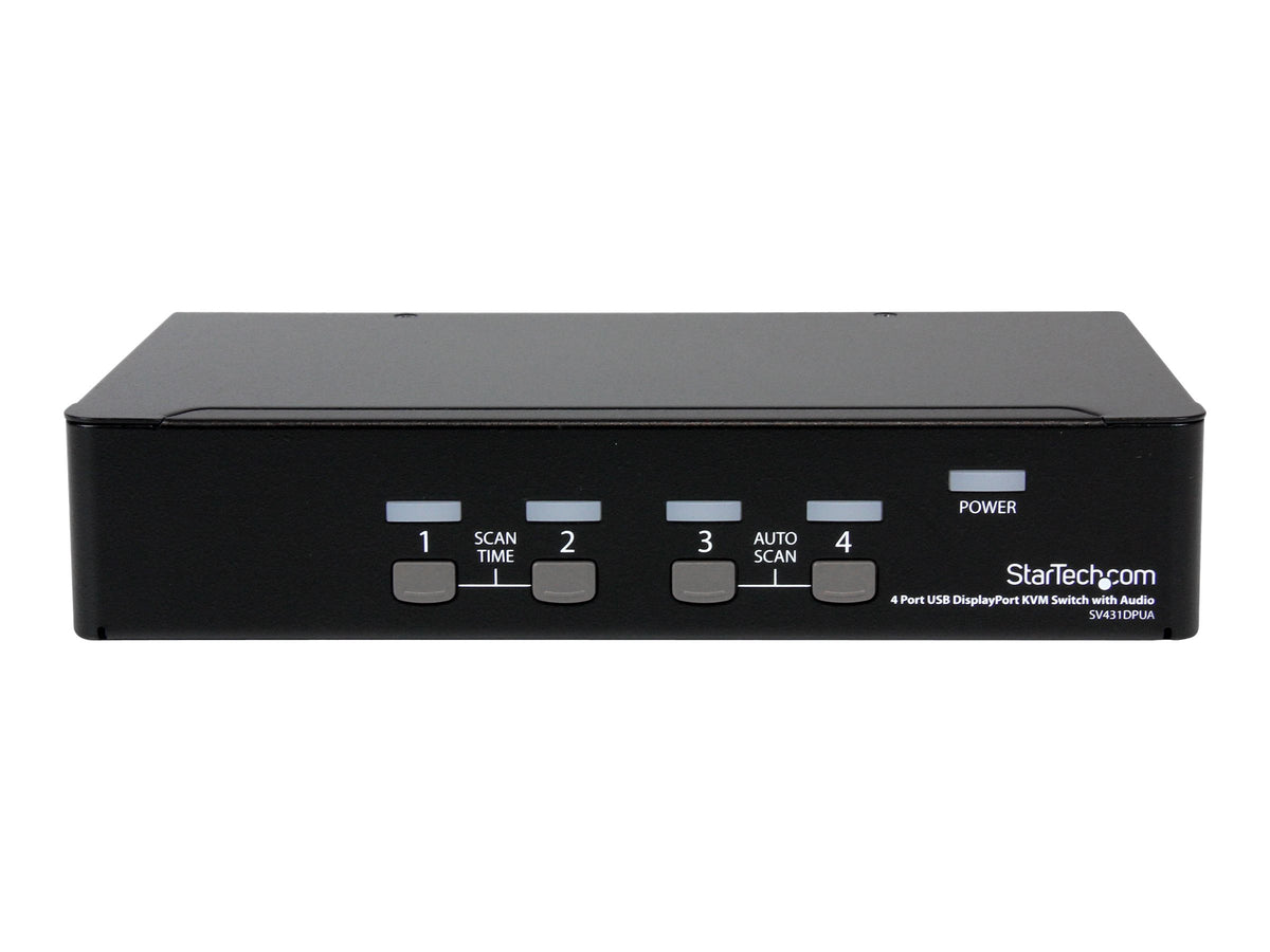Detailansicht der Anschlüsse des STARTECH.COM 4 Port USB DisplayPort KVM Switch mit Audio