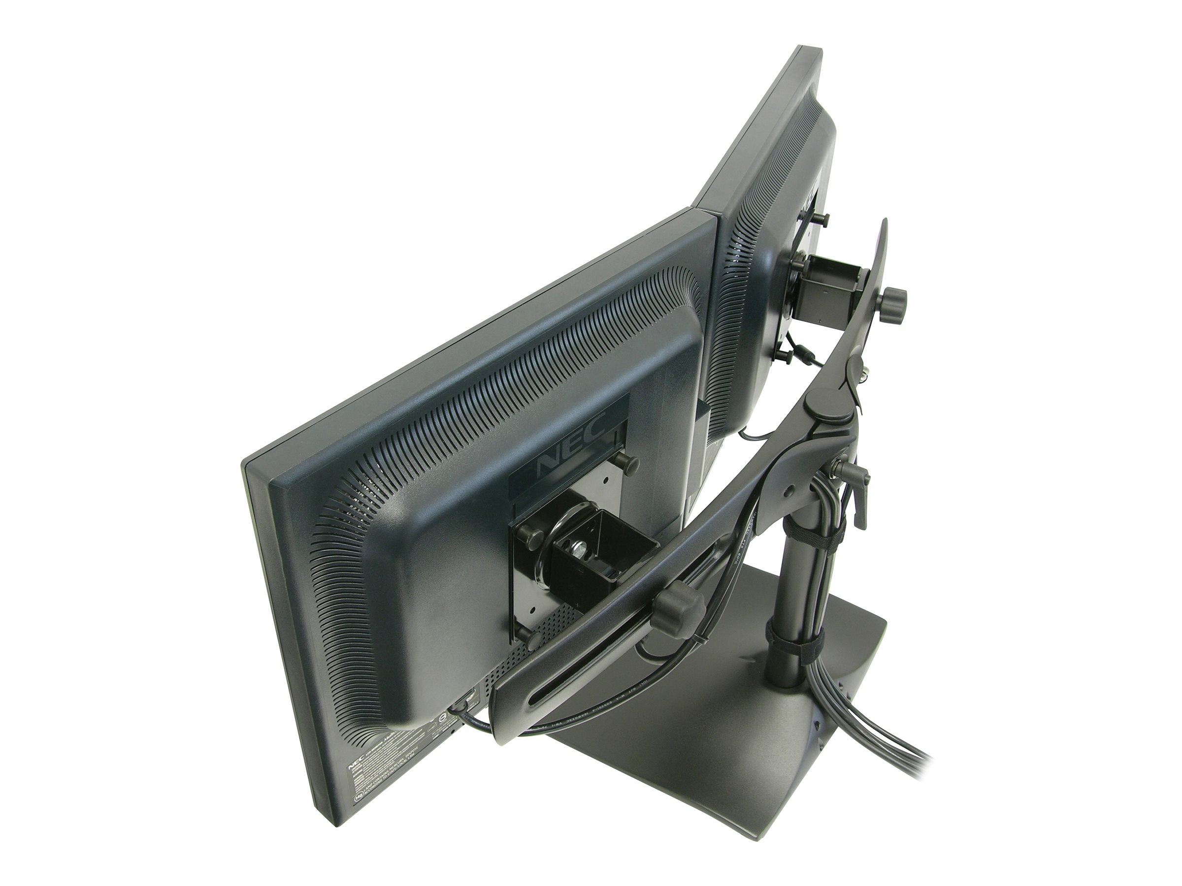 Vorderansicht des ERGOTRON DS100 Standfuss für zwei Monitore
