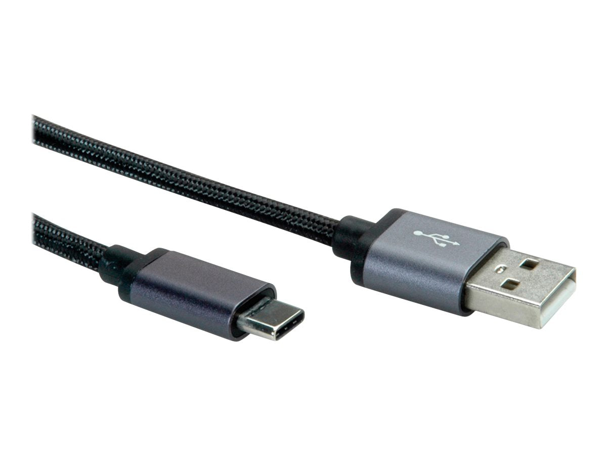 ROLINE USB 2.0 Kabel Typ C - Typ A ST/ST schwarz 3m Vorderansicht