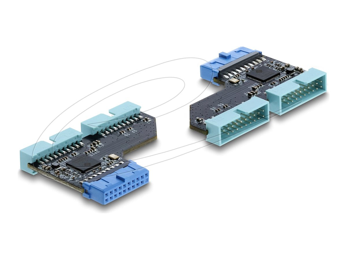 DELOCK USB 5 Gbps Hub 20 Pin Pfostenbuchse zu 2 x USB 5 Gbps 20 Pin Pfostenstecker - Vorderansicht